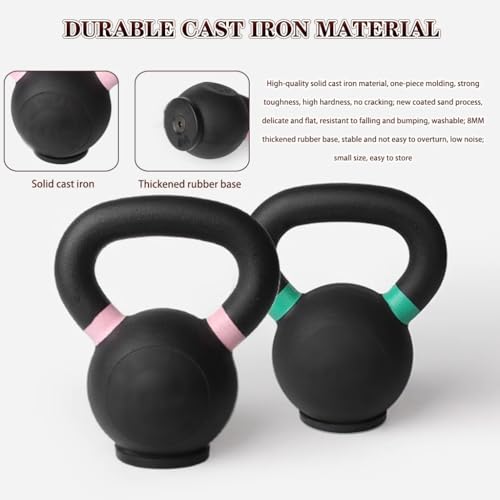 Kettlebell Weights Gym Solid Cast Iron Kettle Bells, Home Strength Training Dumbbell, Thickened Rubber Base, Sports Equipment(Dark green-10kg)