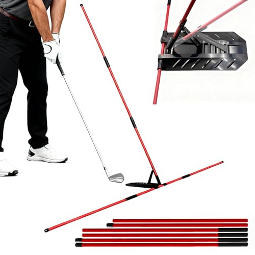 7-Angle Adjustable Golf Swing Trainer - Fiberglass Alignment Sticks with Angle Holder, Portable Swing Plane Corrector for Putting, Aiming & Posture Training, Professional Golf Practice Aid