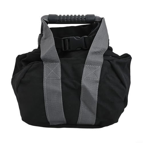 Canvas Kettlebell Sandbag with Ergonomic Handle, Adjustable Weight 0-35lbs for Fitness Home Training, Portable Empty Sand Filled Bag, Black