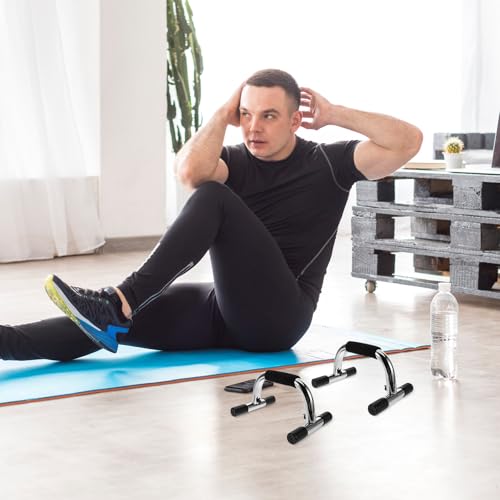 TEHAUX 2pcs Push up Handles Steel Pushup Stands Non-slip Fitness Bars Home Workout Equipment for Men and Women Indoor Strength Training