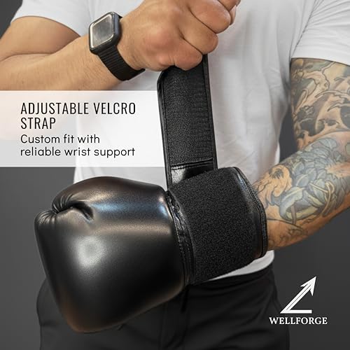 Wellforge Boxing Gloves 10oz/12oz for Training – Durable Premium Synthetic Leather Gloves with Pre-Molded Foam Padding and Secure Wrist Support for Sparring & Workouts - size: 10oz