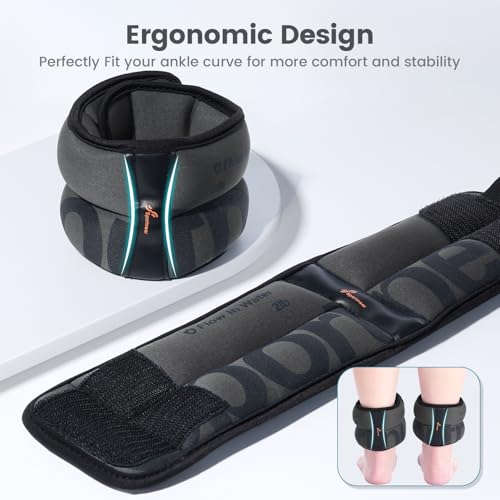 Sportneer Ankle Weights for Men Women Strength Training, 4/10 lbs Pair Leg Weights Set Comfortable and Soft Perfect for Dancing Running Walking Fitness Workout