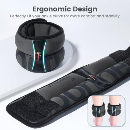 Sportneer Ankle Weights for Men Women Strength Training, 4/10 lbs Pair Leg Weights Set Comfortable and Soft Perfect for Dancing Running Walking Fitness Workout