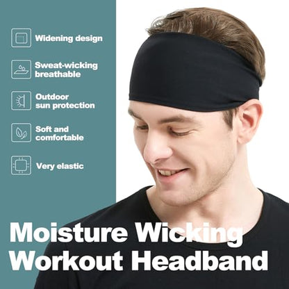 Running Headbands for Men (4 or 6 Pack), Mens Stretchy Headband for Football,Cycling,Basketball,Yoga,Fitness Workout Unisex Quick-Dry Sweatband