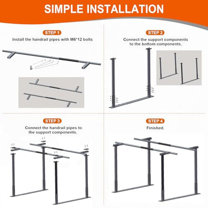 Adjustable Physical Therapy Parallel Bars, 666Lbs Capacity Standing Assist Bar for Daily Mobility Support, Heavy-Duty Parallel Bar for Leg Training