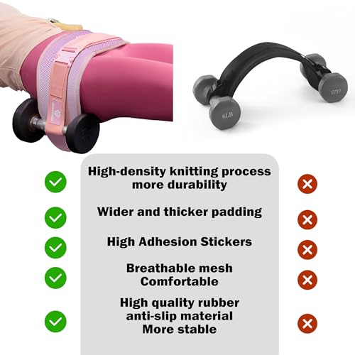 Hip Thrust Belt, Fully Upgraded Hip Thrust Belt for Dumbbells, More Comfortable Hip Thrust Belt, Home Gym Hip Thrust Belt with Wider and Longer Anti-Slip Pads. - color: pink new