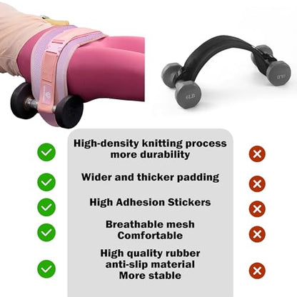 Hip Thrust Belt, Fully Upgraded Hip Thrust Belt for Dumbbells, More Comfortable Hip Thrust Belt, Home Gym Hip Thrust Belt with Wider and Longer Anti-Slip Pads. - color: pink new