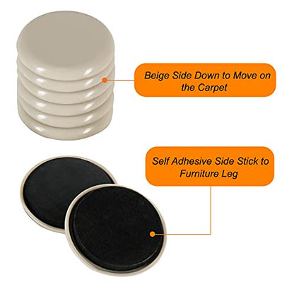 Shintop Furniture Sliders, 12Pcs 2 Inch Adhesive Furniture Movers - size: 12pcs 2" Beige