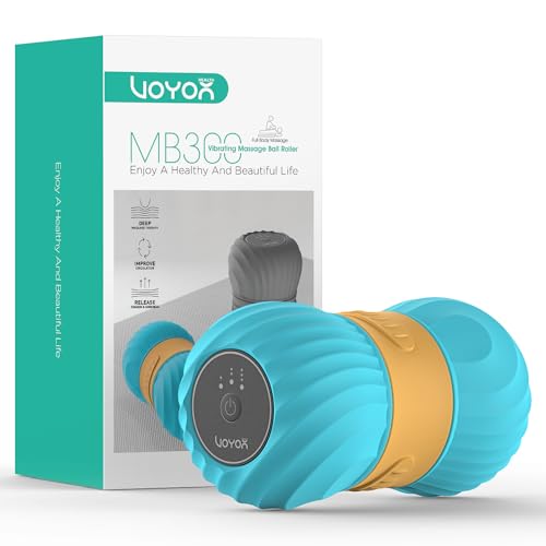 Vibrating Peanut Massage Ball Roller, Electric Double Lacrosse Massage Ball with 4 Intensities for Muscle Pain Relief, Rechargeable Deep Tissue Massage, Yoga Sports Fitness MB300 (Blue) - color: Blue