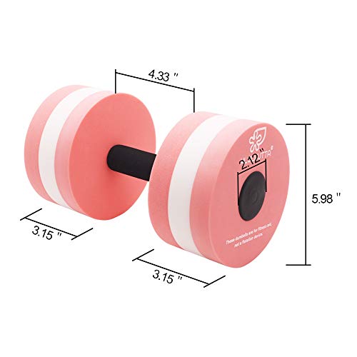 Water Dumbbells, Pool Weights for Water Exercise, 2 Pcs Aquatic Barbells - color: Pink