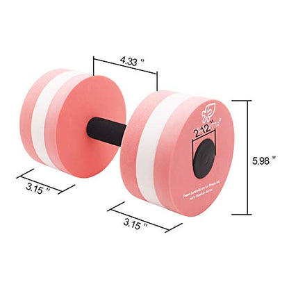 Water Dumbbells, Pool Weights for Water Exercise, 2 Pcs Aquatic Barbells - color: Pink