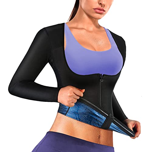 Sauna Suit Shirt for Women Weight Loss Sweat Waist Trainer Vest Workout Compression Tank Top Body Shaper