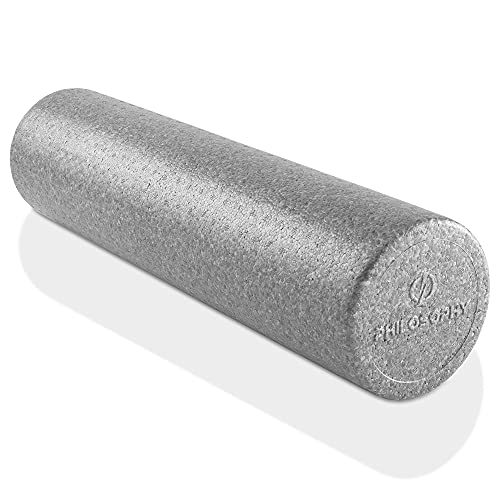 Philosophy Gym 24" High-Density Foam Roller for Exercise, Massage, Muscle Recovery - Round, Gray