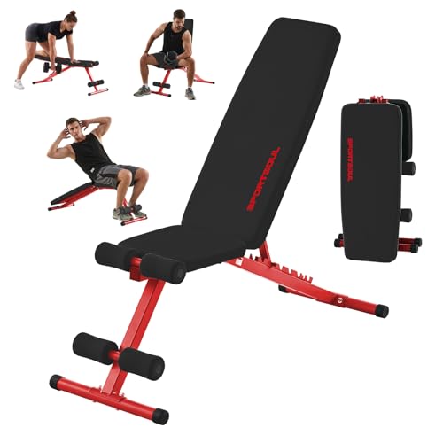 SPORTSOUL 880LB Weight Bench, 8-Position Backrest Adjustable Workout Bench - color: Black