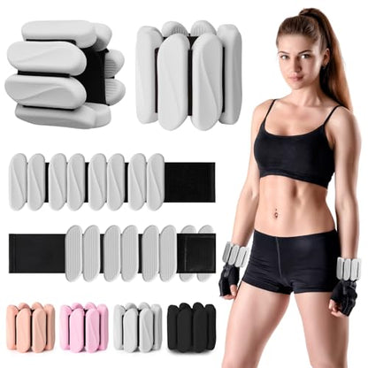 Wrist Weights, 2Pack Wearable Wrist Ankle Weights for Women & Men, Adjustable Arm and Leg Weights, Silicone Weighted Bangles for Walking Yoga Pilates Running Dance Gym 2lb - color: Grey