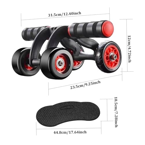 Ab Roller Automatic Rebound Abs Trainer 4 Wheels Heavy Duty Abdominal Wheel with Kneeling Mat Non-slip Low Noise Core Workout Ab Roller Wheel for Men Women