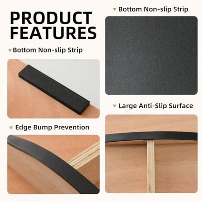 Balance Board Wobble Board for Adults and Kids - Anti-Slip 350LBS Balance Board for Physical Therapy,Balance Training,Posture Correction,Standing Desk Core Strength Wooden Balance Rocker Board