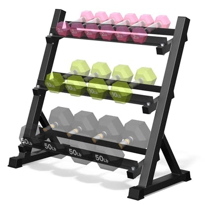 Dumbbell Rack, 3-Tier Dumbbell Weight Rack for Home Gym, Dumbbell Set for Dumbbell Kettlebell Barbell, Heavy Duty Weight Storage Organizer, Dumbbell Rack Stand Only