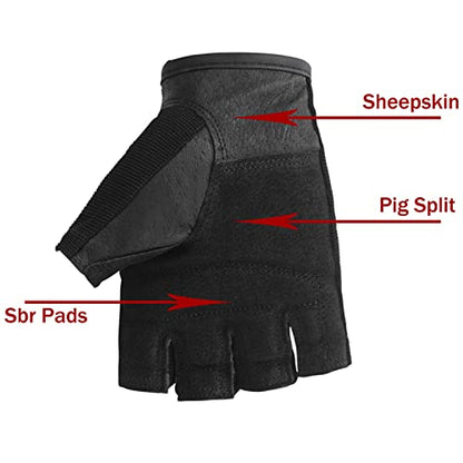 Luwint Mens Workout Gloves, Leather SBR Padded Exercise Gloves for Men Weight Lifting Breathable Snug Fit Gym Gloves for Training, Weightlifting, Fitness