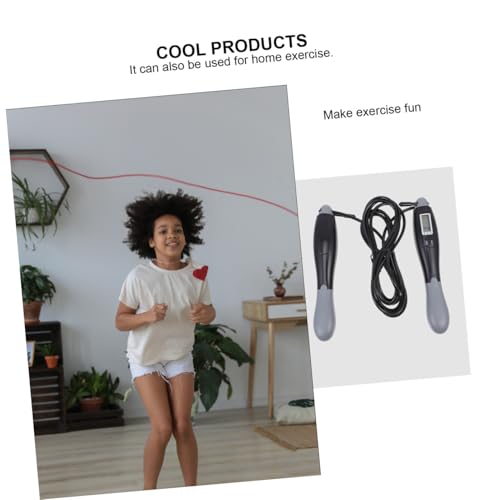 HANABASS Electronic Counting Jump Rope for Adults, Steel Wire Fitness Skipping Rope with Digital Counter, Black-Grey Long Cord for Home Workout and Weight Loss Training