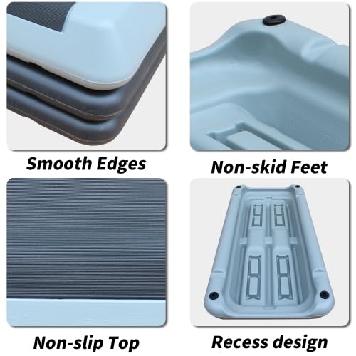 Adjustable Aerobic Stepper Platform – 2 Heights (4"/6") with 2 Risers, Non-Slip Exercise Step for Home Gym, Cardio & HIIT Workouts - color: Black+ Gray