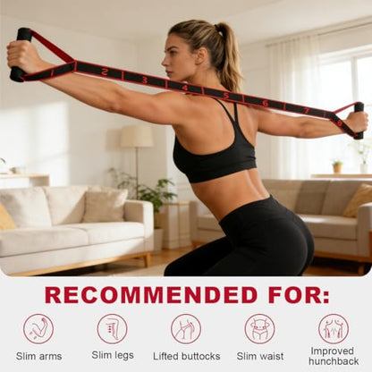 Fitness Resistance Band for Stretching and Yoga, Number Stretch Resistance Band with Clear Markings & Handles, 8-Segment Elastic Pull Rope for Pilates & Full Body Workout, Home Gym Equipment for Women