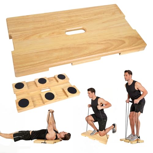 Resistance Band Platform, Wooden Exercise Board With Non-Slip, Resistance Band Foot Plate With 9 Pound Weight, Strong Resistance Suitable For Volume Training, Stretching, Balance Home Gym Use