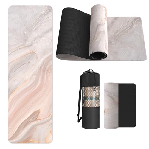 FOLAI Extra Thick Yoga Mat 6mm，pilates mat thick - Non-Slip Exercise Mat for HIIT, Pilates & Home Workouts & Workout with Free Carry Strap - color: Khe Sanh