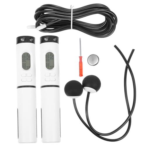 TOYANDONA Smart Cordless Jump Rope with Digital Counter, Weighted Ropeless Skipping Rope for Indoor Fitness Workout and Fat Loss, 1 Handle with Switch, Black and White Design