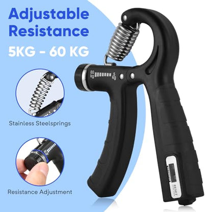 Adjustable Grip Strength Trainer, 11–132 Lbs (5–60kg) Resistance, Hand & Forearm Strengthener for Fitness, Recovery, and Daily Training