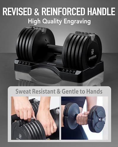 BYZOOM FITNESS Pure Series Adjustable Dumbbell - 12.5/25/27.5/50/55/75lb - ONE UNIT OR PAIR(check QTY before purchase) - 5-in-1/ 10-in-1 / 15-in-1 / 21-in-1 Flexible Hand Weights for Home Apartment Garage Gym, Strength Training & Fitness Workouts, White O