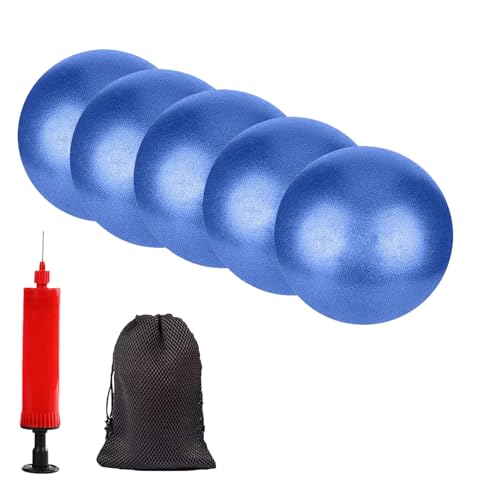 Mini Pilates Exercise Yoga Ball, 6 Inch Small Inflatable Exercise Yoga Ball,Core Training and Physical Therapy Equipment, with Pump - color: Blue-5PCS, size: 6 inch