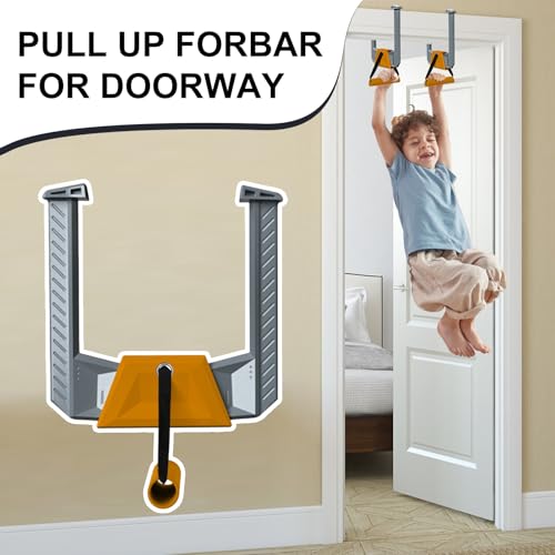 Doorway Pull Up Bars Portable Compact No Drilling Required Comfortable - color: Gray