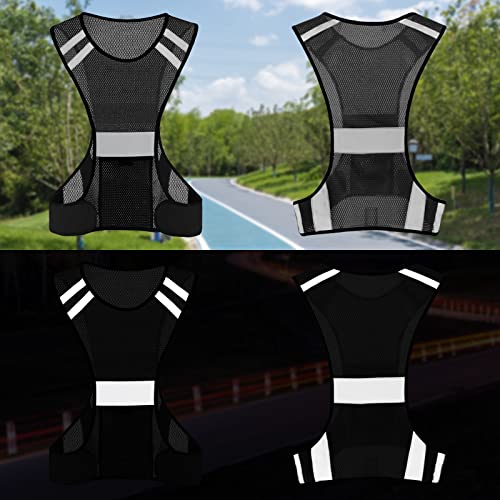 TCCFCCT Reflective Running Vest, High Visibility Running Gear with Large Pocket - color: 1 Pack Mesh Black