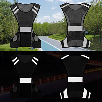 TCCFCCT Reflective Running Vest, High Visibility Running Gear with Large Pocket - color: 3 Pack Mesh Black