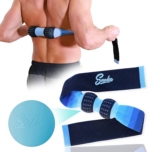 The Snake Peanut Massage Ball Roller - Deep Tissue Double Lacrosse Ball Massager for Back, Spine, Neck & Foot - Myofascial Release & Trigger Point Therapy Tool (Firm, Blue)