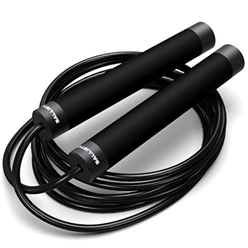 Ballistyx Jump Rope - Premium Speed Jump Rope with 360 Degree Spin, Steel Handles, Silicone Grips and 2 x Adjustable Cables - for Crossfit, Gym & Home Fitness Workouts & More