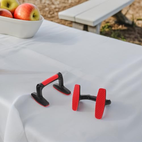 2pcs Red Plastic Parallettes Push up Bars for Home Gym Strength Training Equipment with Non-slip Handles for Calisthenic Floor Exercise and Chest Muscle Workout