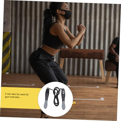 KOMBIUDA Smart Jump Rope with Digital Counter for Fitness and Weight Loss Steel Wire Skipping Rope for Home Workout and Body Shaping Rapid Training Tool in Black and Gray