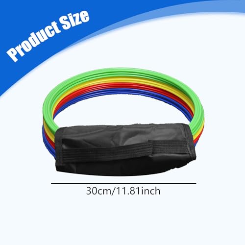 Set of 12 Agility Rings, Multifunctional Jumping Hoops, Circles for Games, Football, Gymnastics - size: 30cm