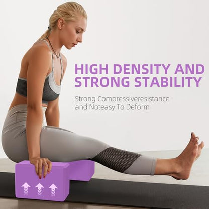 Large Foam Yoga Block 1 Pack, 9x6x4 Sturdy Pilates Block, Workout Block, Non Slip Surface Yoga Brick for Pilates Meditation, Stretching and Toning - color: Purple-