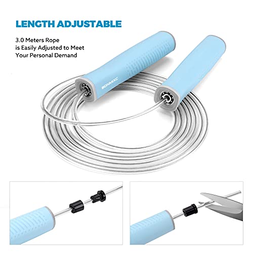Jump Rope 3 Styles | 1-LB Weighted Jump Rope for Adults Women. || Speed Jump Rope with Ball Bearings for Fitness. ||| Lightweight Skipping Ropes (2 Pack) for Kids and Adult Beginners. - color: Speed Blue (1 Pack)