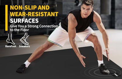 CAMBIVO Large Exercise Mat for Home Workout, 8'x6'/7'x5'/6'x4' (7 mm) Extra Thick Exercise Mat for Home Gym, Shoe-Friendly, Non-Slip Gym Mat for Jump Rope, Weights, Cardio, Fitness