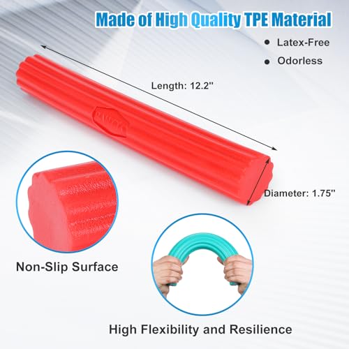 Flexible Resistance Bar for Physical Therapy, Resistance Exercise Twisting Bar for Tennis Elbow, Tendonitis Pain Relief & Grip Strength Trainer, Non-Slip 3 Resistance Levels