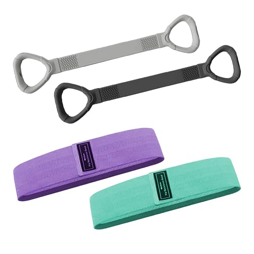 Full Body Resistance Bands Set for Women & Men, Professional Upper & Lower Body Workout Bands for Arms, Legs, Glutes, Yoga, Strength Training, Home Gym Fitness Equipment - color: GreenPurple 4pcs