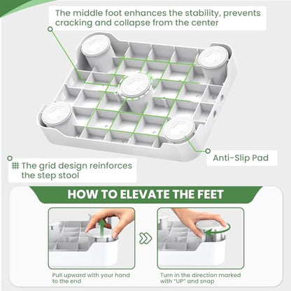 SOYO Mobility One Step Stool, Heavy Duty Indoor Outdoor Non-Slip Small Step Platform Assistive Device for Adult Elderly, Standing Support and Step Riser for Car, Bed, Door, Stair, Bathroom, White-Gray