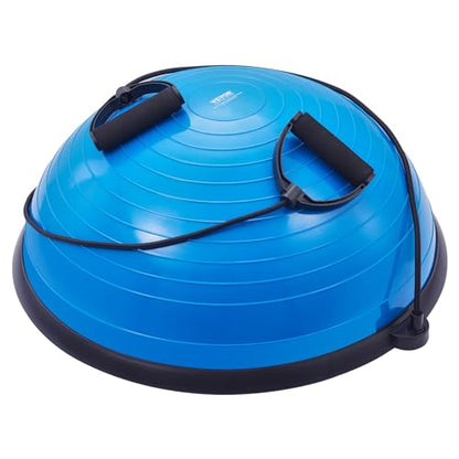 VEVOR Half Exercise Ball Trainer, 23/26 inch Balance Ball Trainer, 1500lbs Capacity Stability Ball, Yoga Ball with Resistance Bands & Foot Pump, Strength Fitness Ball for Home Gym Full Body Workout - color: 23" Ripple Blue