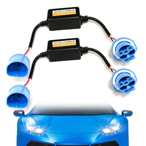 2PCS Car LED Headlight Decoder, 9007 Blinker Resistor Hid LED Conversion Kit Warning Error Decoder Universal Anti Flicker Relay Canceller Capacitor Resistor Harness Adapter（9007） - size: 9007