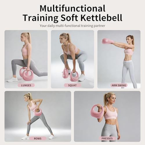 Soft Kettlebell, Kettlebells Anti-Slip Grip with Cushioned Impact-Resistant Base, Strength Training Kettlebells Sets for Home Workouts, Kettlebell for Women/Men/Beginners (6LB/10LB/15LB)