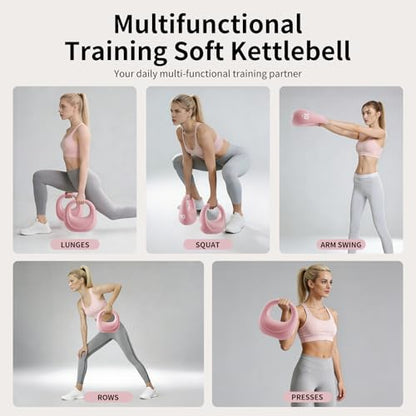 Soft Kettlebell, Kettlebells Anti-Slip Grip with Cushioned Impact-Resistant Base, Strength Training Kettlebells Sets for Home Workouts, Kettlebell for Women/Men/Beginners (6LB/10LB/15LB)